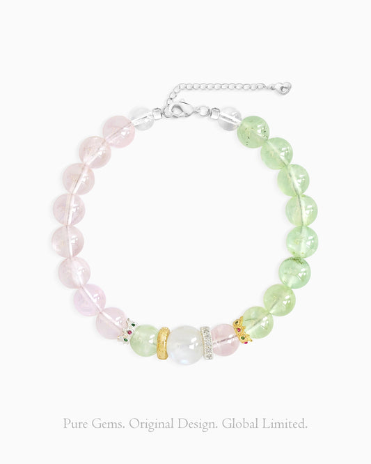 Prehnite Rose Quartz 14K Gold Plated Bracelet – Love & Peace