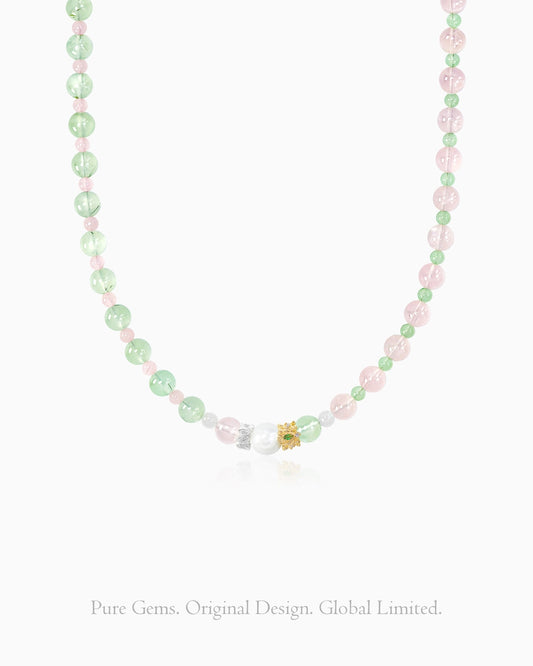 Prehnite Rose Quartz Aventurine 14K Gold Plated Necklace – Love & Harmony