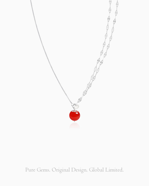 Red Agate Silver Necklace – Vitality & Courage