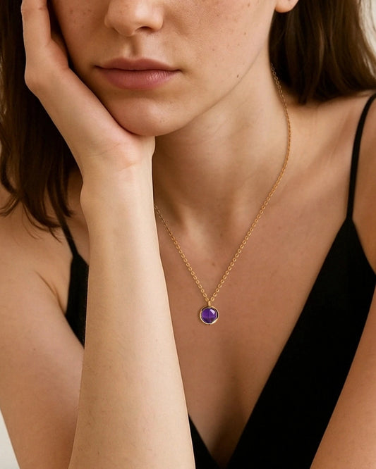 gold necklace with amethyst 2